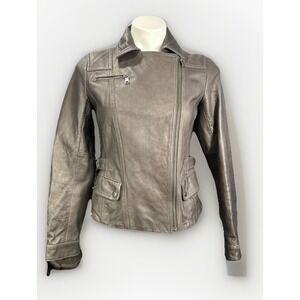 Rock & Republic Jacket Women XS  Gray Genuine Leather Motorcycle Jacket